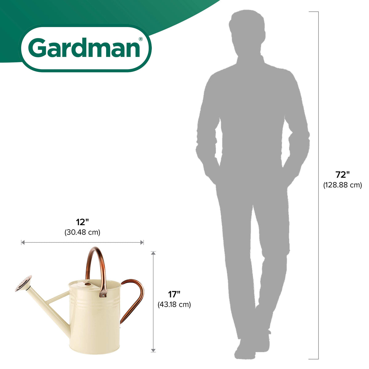 Gardman R34898 1 Gallon Watering Can, Vintage Cream