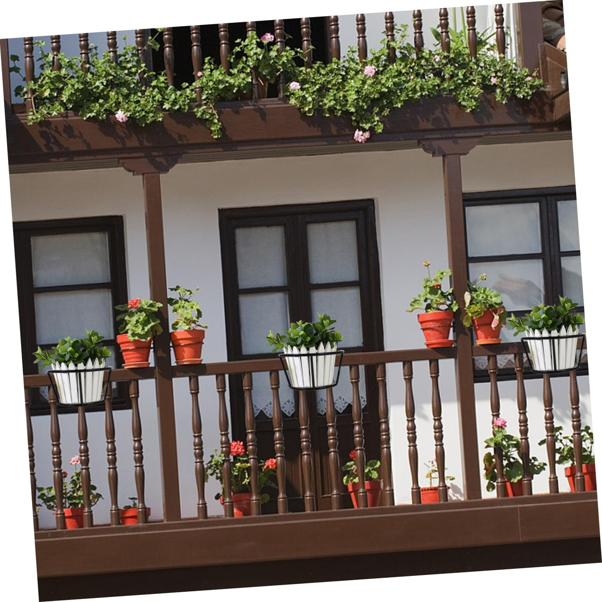 Healifty 2pcs Iron Hanging Flower Pot Stand Plant Holder Rack for Balcony Patio Indoor Outdoor Home Decor