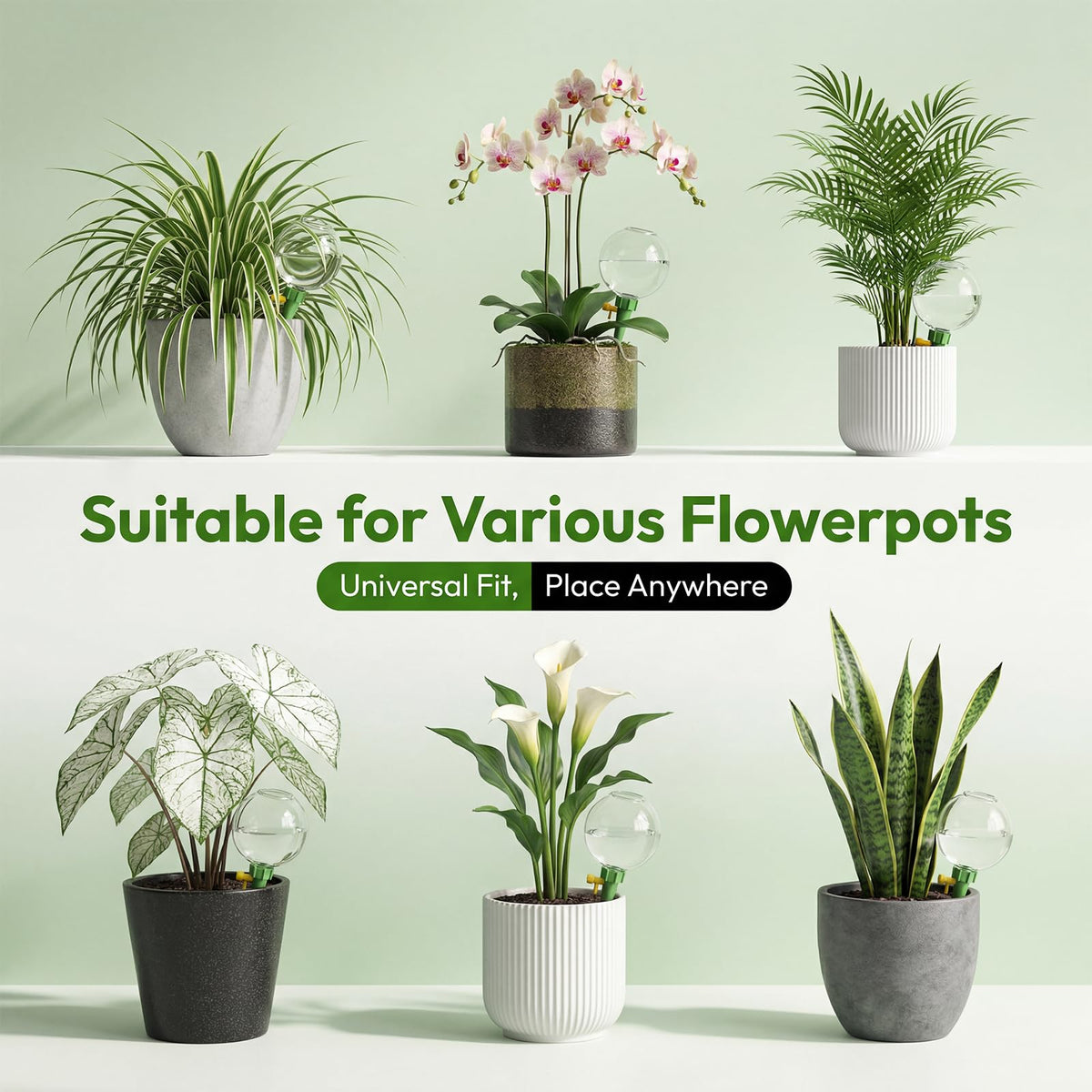 4-Pack 17.5oz Self Watering Globes with Covers – Automatic Plant Watering Bulbs, Slow-Release Irrigation Spikes for Indoor/Outdoor Potted Plants, Vacation Watering System, Top-Fill, Fits Most Pots