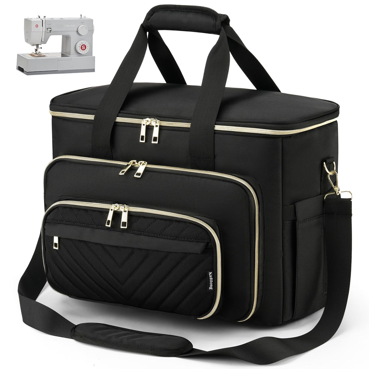 kadilong Sewing Machine Case with Multiple Storage Pockets&Removable Pad for Accessories, Universal Carrying Tote Sewing Machine Storage Bag Compatible with Most Standard Singer, Brother, Janome