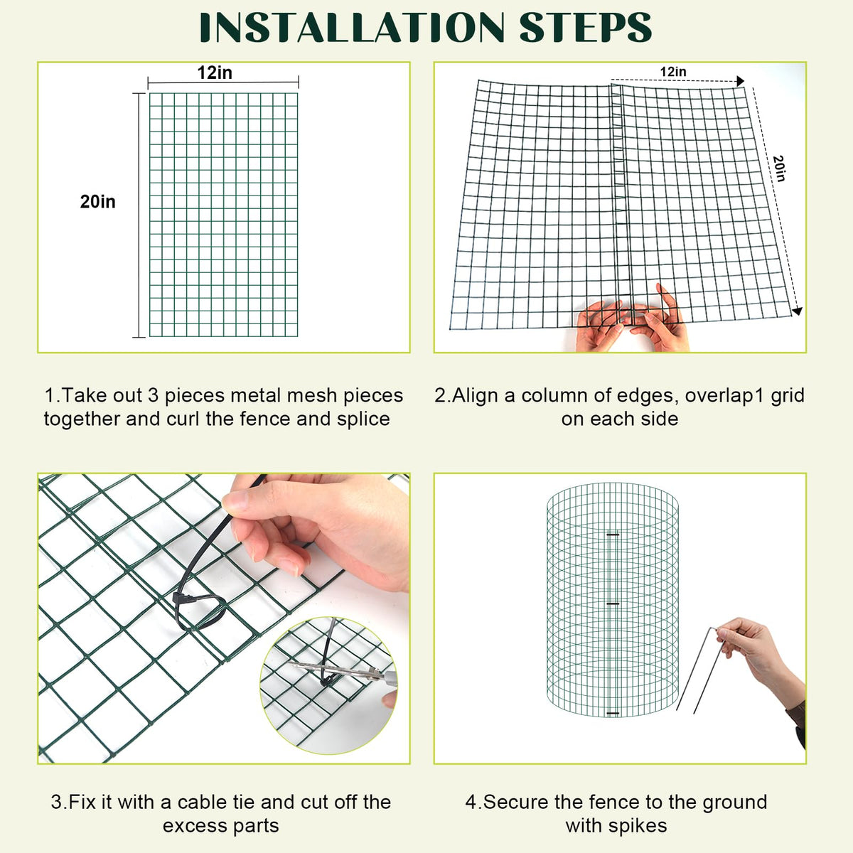 succulentlovers 10 Sets 20"x 12" Wire Plant Protector from Animals, Plant Protector Cages with Zip Ties & Stakes, Garden Plant Protectors Chicken Wire Plant Covers for Flower and Vegetables Protection