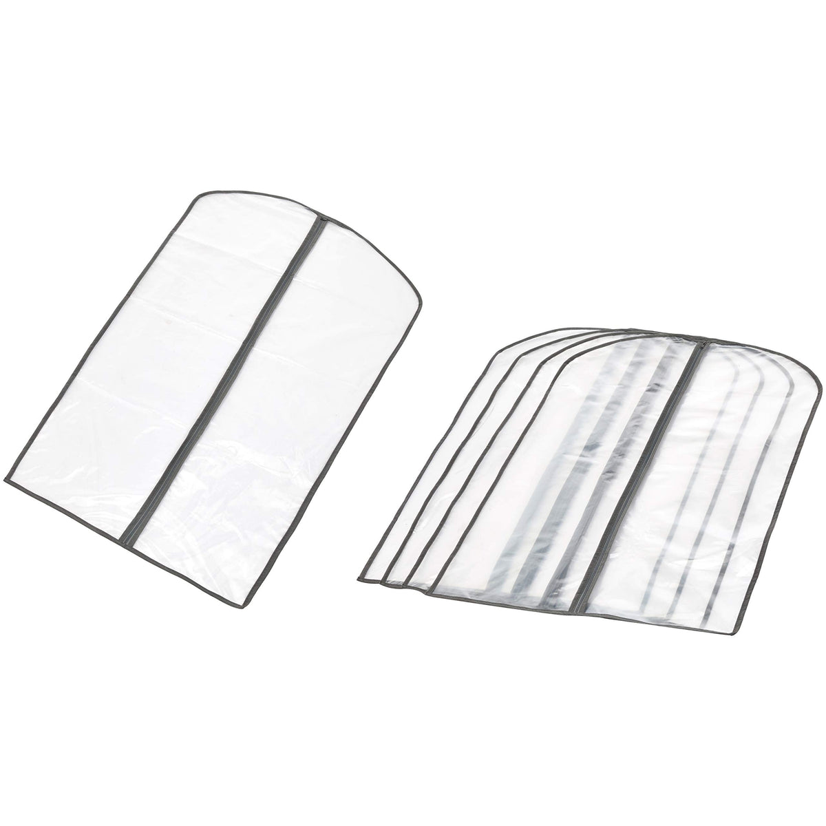 Amazon Basics Zippered PEVA Garment Bag, Dust Cover for Clothing Protection, Translucent White, 5-Pack