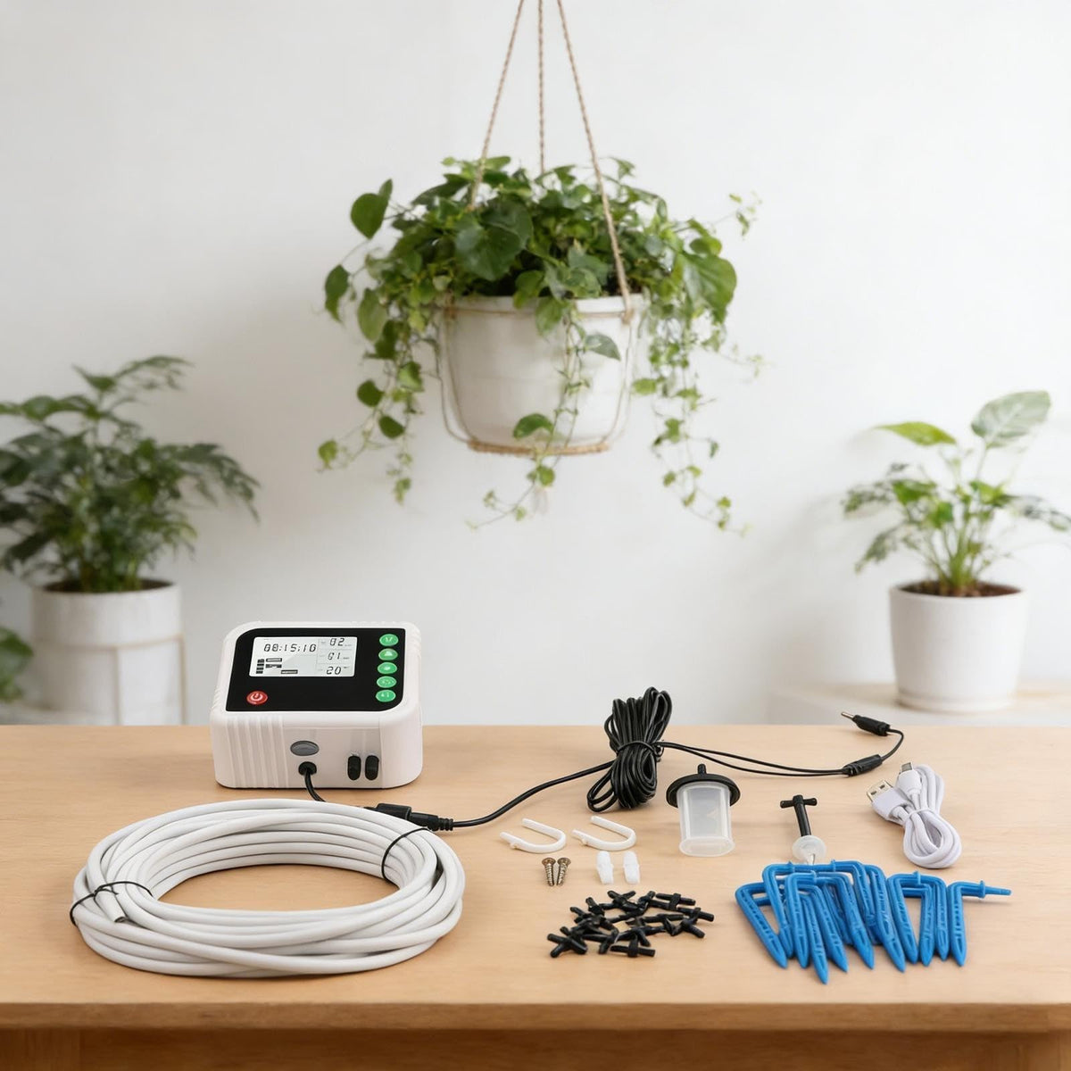 Automatic Drip Irrigation Kit with Timer for 15 Pots, Adjustable Watering System for Indoor Outdoor Garden Greenhouse Patio Plants Care