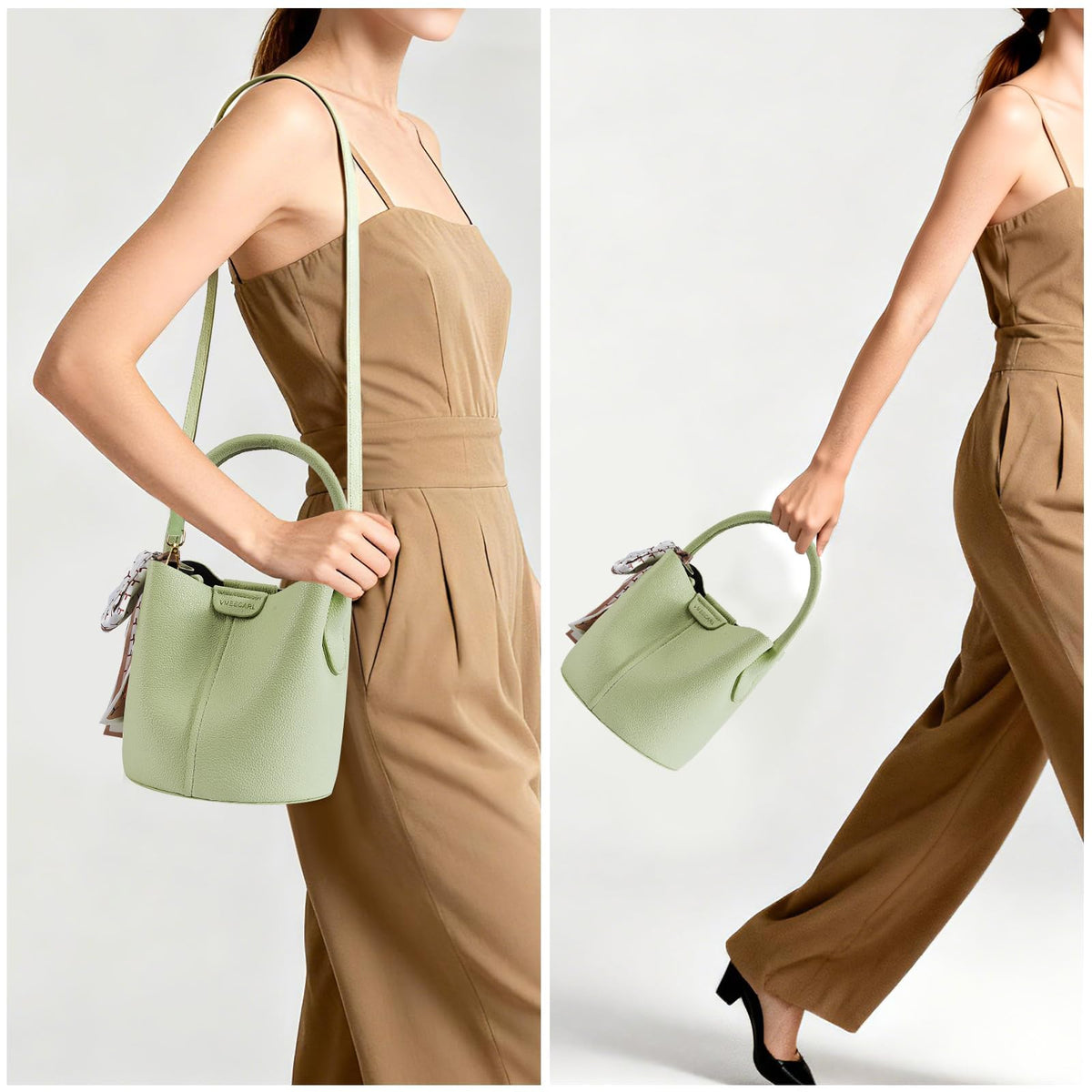 Mini Bucket Bags for Women, Vegan Leather Small Crossbody Purse with Removable Straps Trendy Top Handle Shoulder Straps