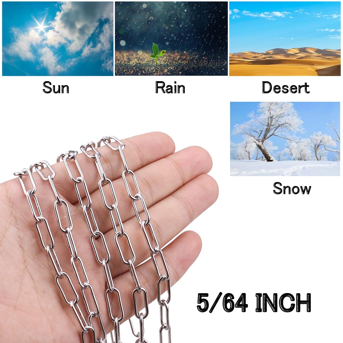 Stainless Steel Chain, Lsqurel 6.5ft Metal Link Chain 5/64in Small Light Duty Chain for Home Outdoor Camping Hanging etc (5/64in-6.5ft)