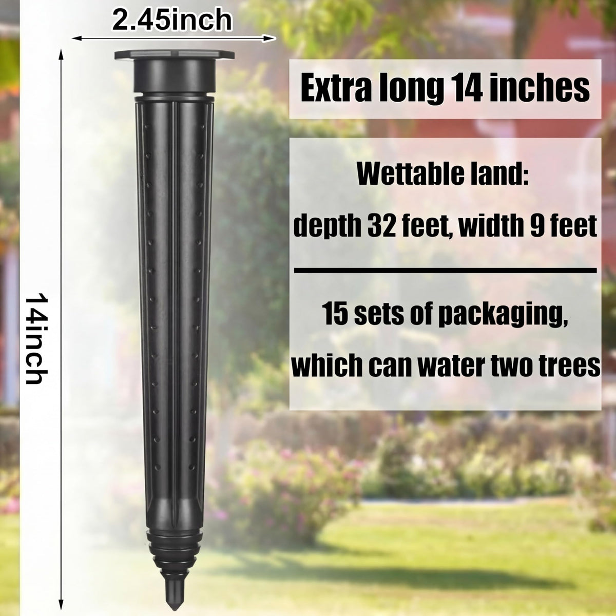 Briwooody 15 Pack Garden Watering Stake Large UV-Protected ABS Plastic Deep Root Irrigation Spike for Trees, Shrubs, Bushes, Shrubs, Flowers, Fruits, Vegetables, Potted Plants (14 Inch)