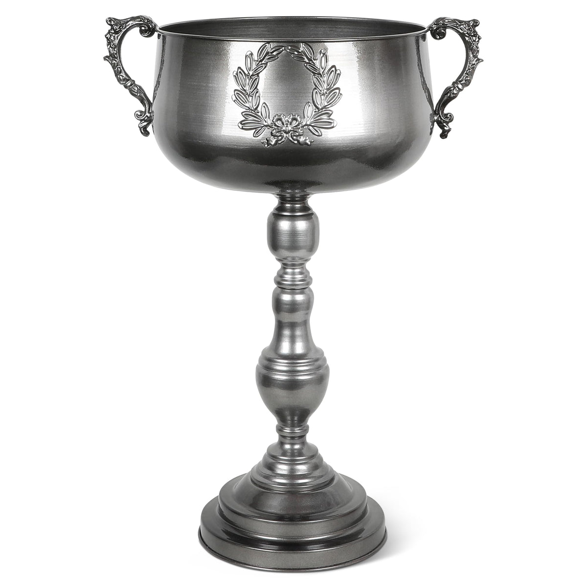 WORTH 22.5" H. Tall Floor Urn Vase - 15.3" Dia. Classic Bowl Metal Planter Plant Pot - Glossy Black Bowl Flower Vase for Party Event Home Decor - Decorative Outer Pot