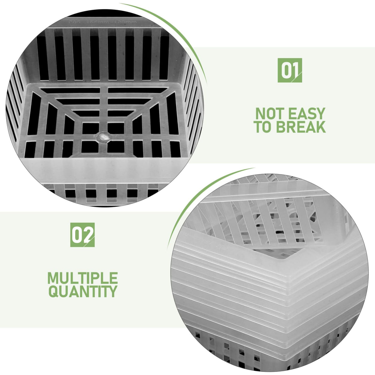 Happyyami 10 Pcs Square Hydroponic Net Pots with Drainage Holes 6.10X6.10X1.88 Inch Mesh Planting Baskets for Vegetables Flowers Home Gardening