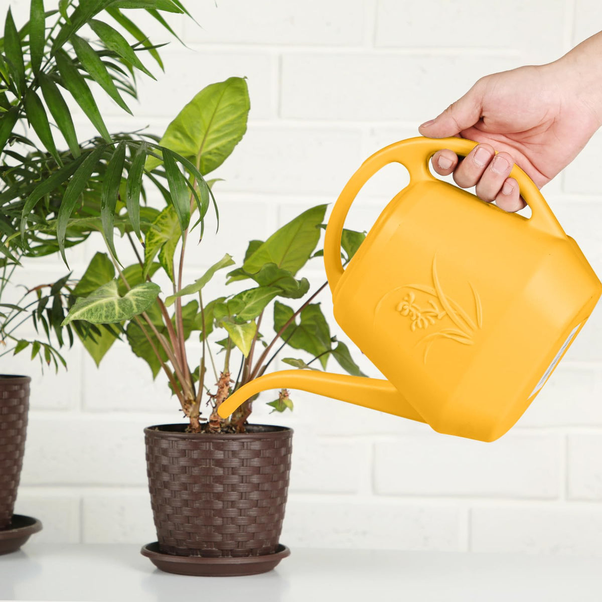 ZXJ Plant Watering Can - for Indoor and Outdoor Home Garden Plants - with Long Spout - Orange - 1/2 Gallon