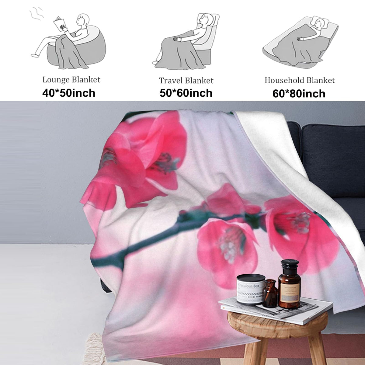BIWOTU Funny Sheep Blanket - Super Soft, Cozy, Lightweight Flannel Throw - Warm, Plush Blanket for Couch, Bed, Office, Travel, Outdoor Ideal Gift for Adult - 50×60in