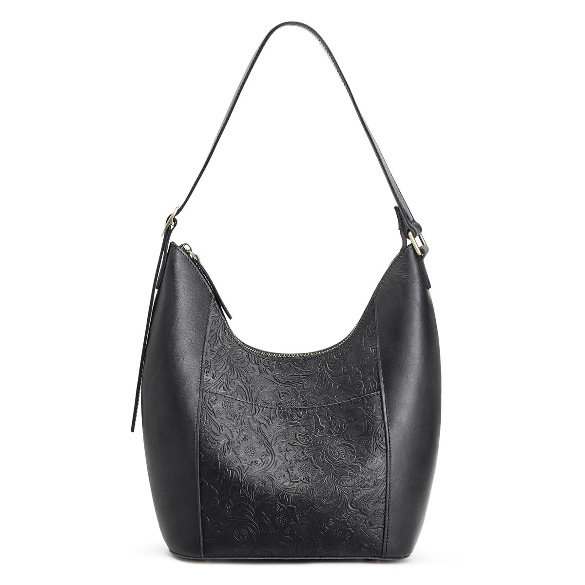 S-ZONE Leather Shoulder Bag for Women Hobo Bag Top Handle Handbag Satchel Purse Rose Pattern