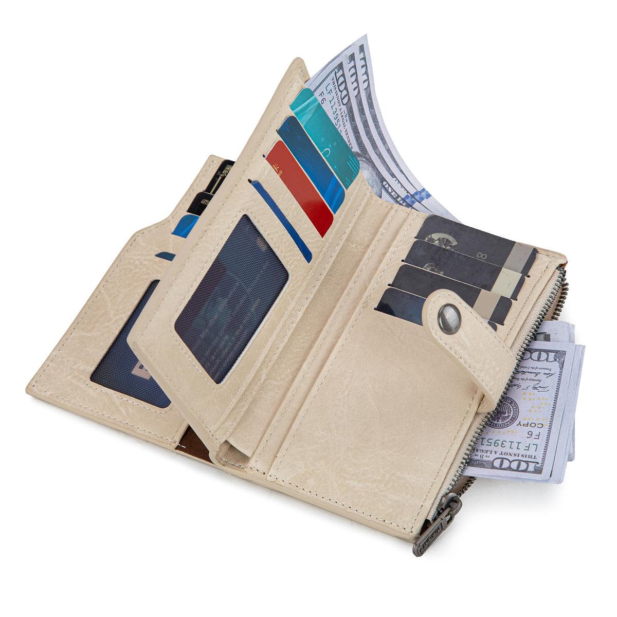 Wrangler Brown Wallets for Women Small Trifold Wallets, Card Cases & Money Organizers Large Capacity Credit Card Cash Wallet Ladies Female Clutch Travel Wallets with ID Window WG119-W0021BR