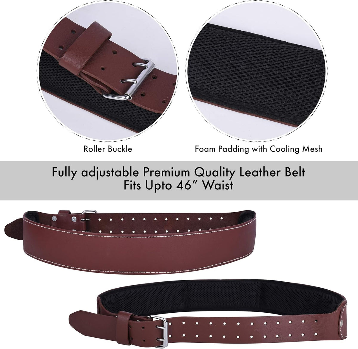 FUERI Leather Tool Belt 17 Pocket Pouches Bags Men Suspenders Holder Organizer for Carpenter Construction Electrician - Maroon