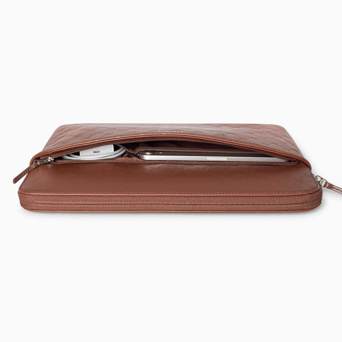 Comfyable x Edition Faux Leather Laptop Sleeve 13 14 Inch, Compatible with 13" MacBook Air M5 & 14" MacBook Pro M5 Pro/Max 2026, Mac Travel Case with a Front Zip Pocket for Men Women, Brown