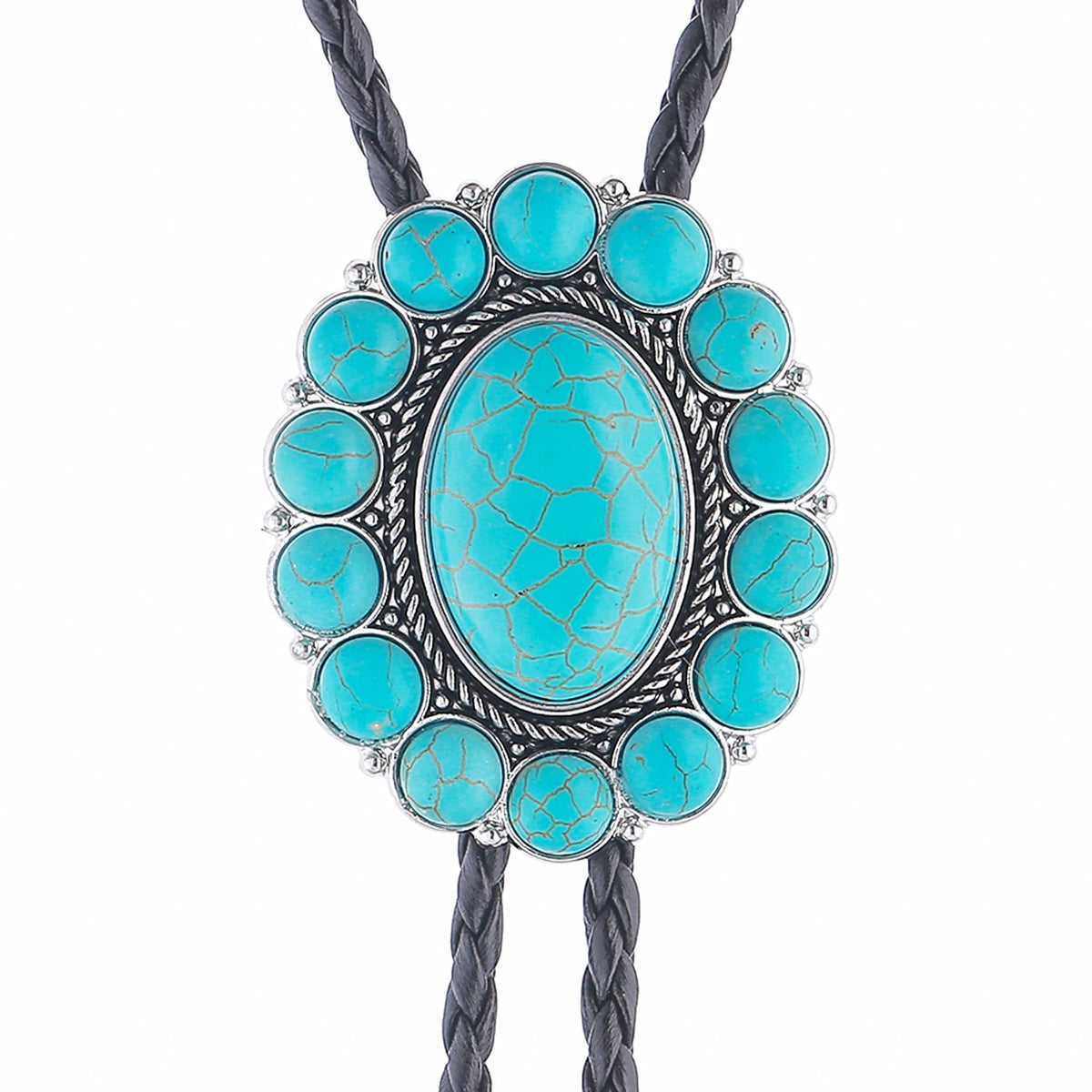 GelConnie Turquoise Bolo Tie for Women Cowboy Bolo Tie for Men Vintage Silver Bolero Ties Men Western Ties Natural Stone