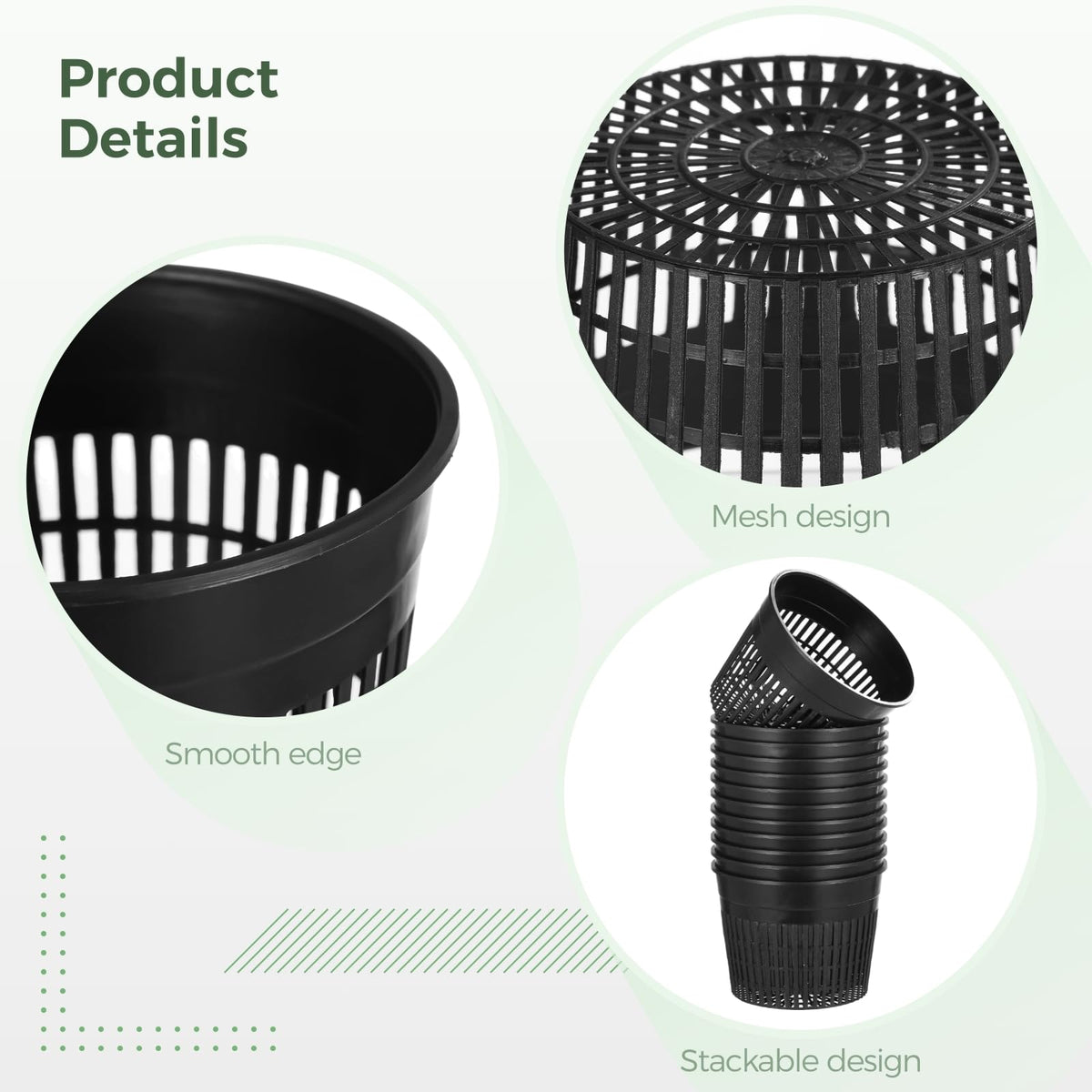 ZALIR 12 Pcs Net Pots for Hydroponics 6In - Plastic Root Control Pots with Drainage Holes, Ideal for Lily Plants, Lightweight and Stackable Design for Efficient Growth