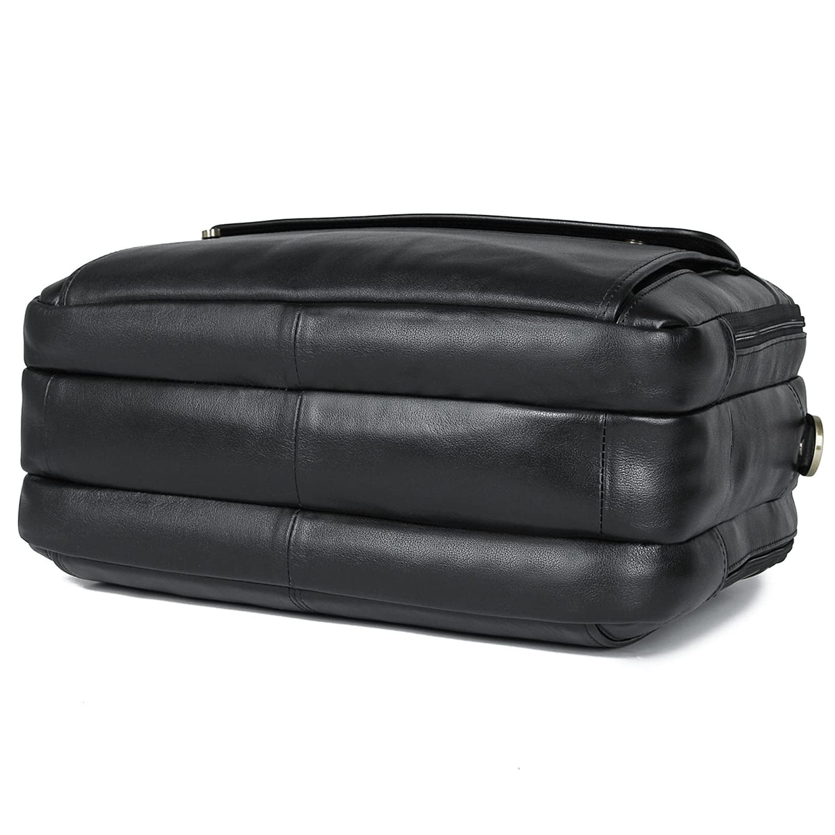 Polare Natural Napa Leather 16'' Black Business Briefcase Laptop Messenger Bag for Men with YKK Zippers