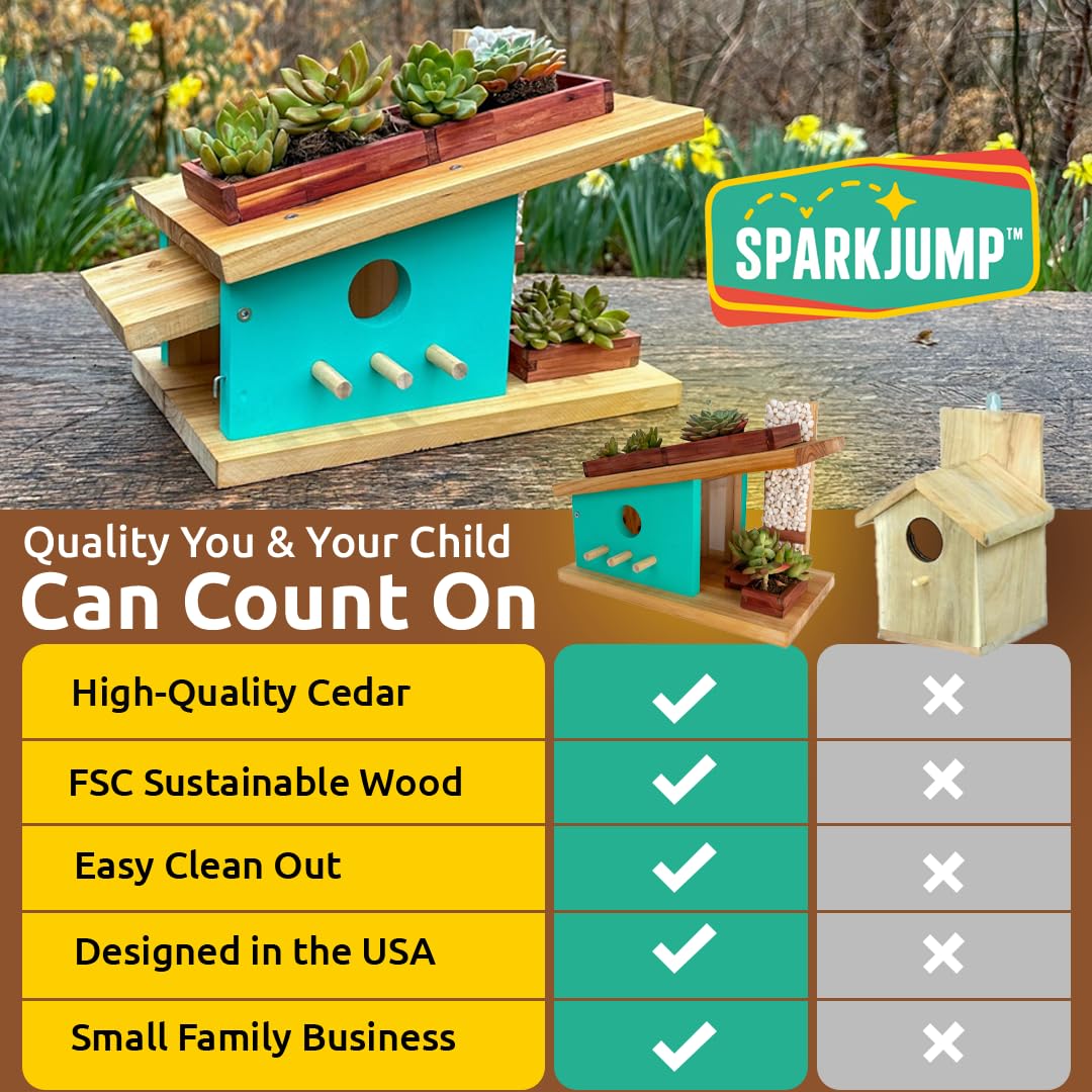 SparkJump Modern Birdhouse Woodworking Kit, Complete DIY Birdhouse for Kids & Adults, Build Your Own BirdhouseKit for Creative Woodworking Crafts
