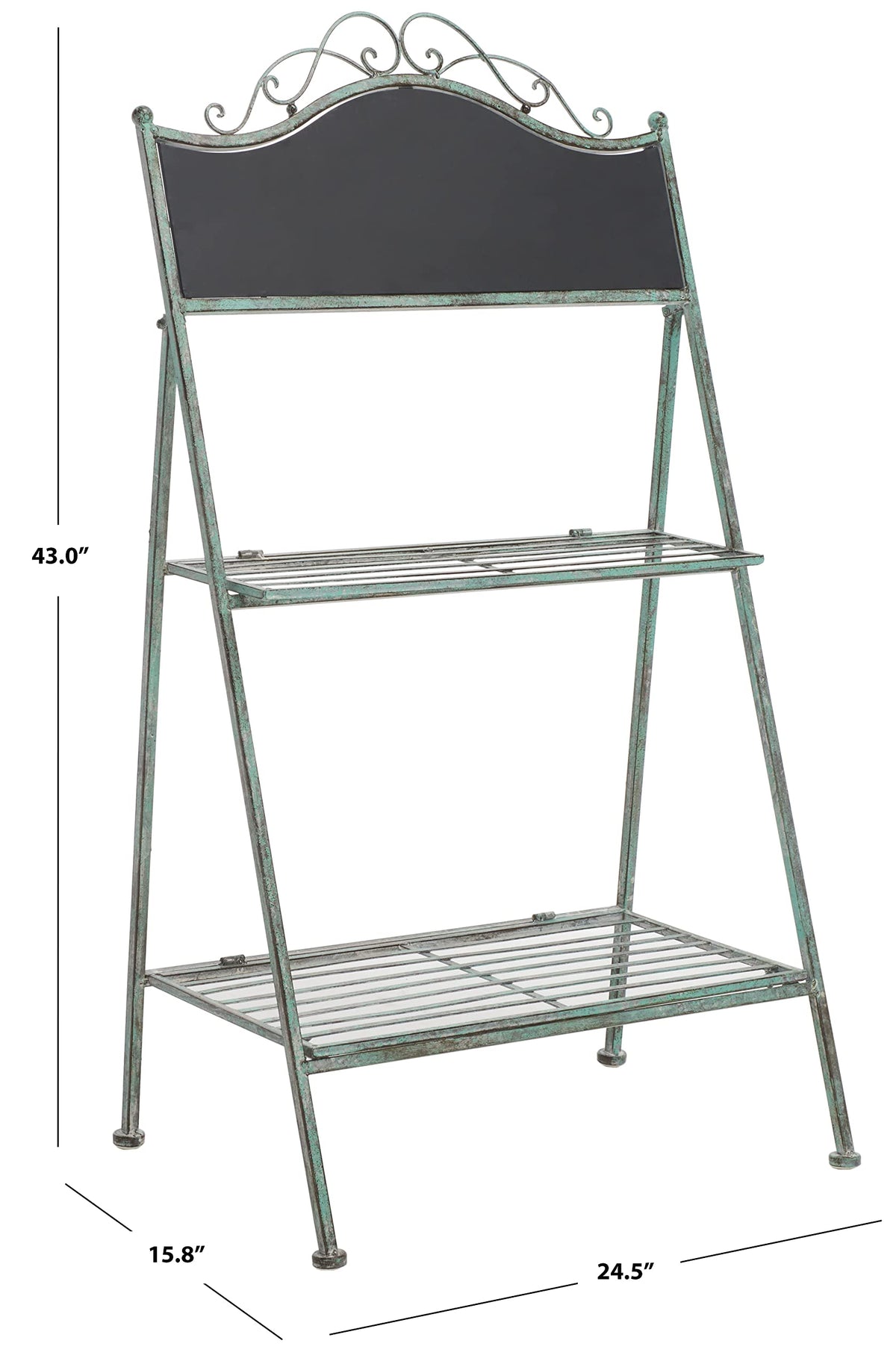 SAFAVIEH Outdoor Collection Natum Victorian Antique Dark Green Wrought Iron Plant Stand