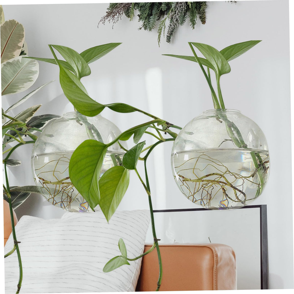 UKCOCO Hydroponic Wall Hanging Glass Flower Vase Creative Terrarium Planter for Indoor Decor Modern Transparent Flowerpot for for Plant Arrangement