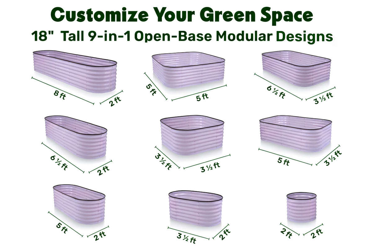 9-in-1 Galvanized Steel Raised Garden Bed // 8×2×1.5 ft Modular Planter for Gardening, Vegetables, Flowers // 18" Tall Metal Raised Garden Beds Outdoor (Lavender) // Patented Design Planter Box