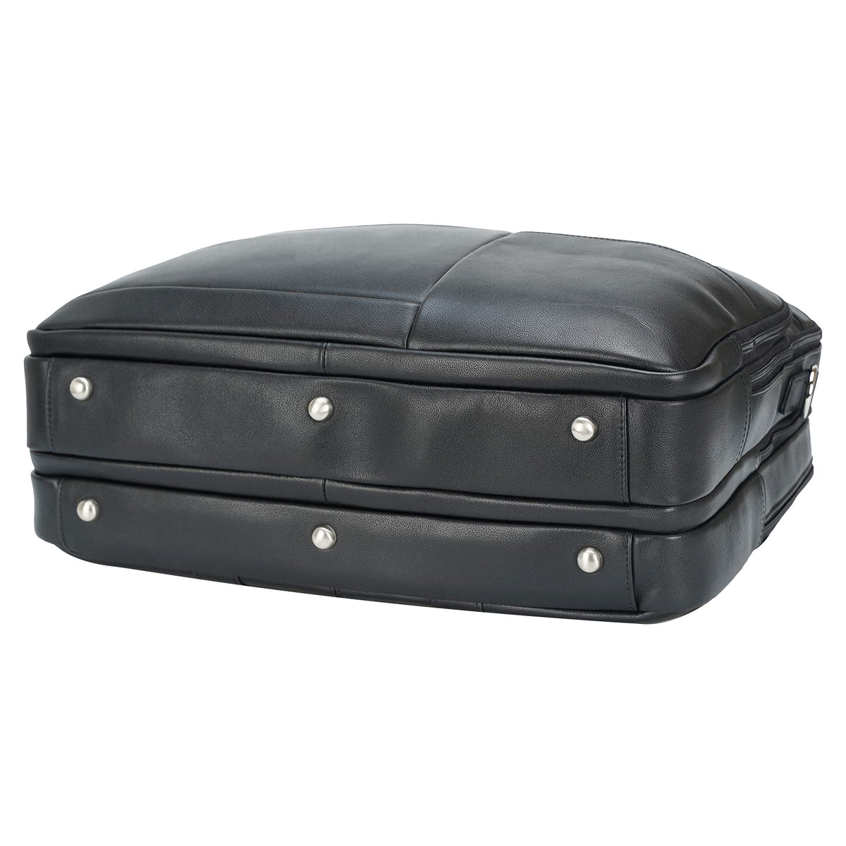 Polare X-Large 18" Napa Leather Briefcase For Men Business Travel Case Messenger Bag Fits 17.3" Laptop (Black)