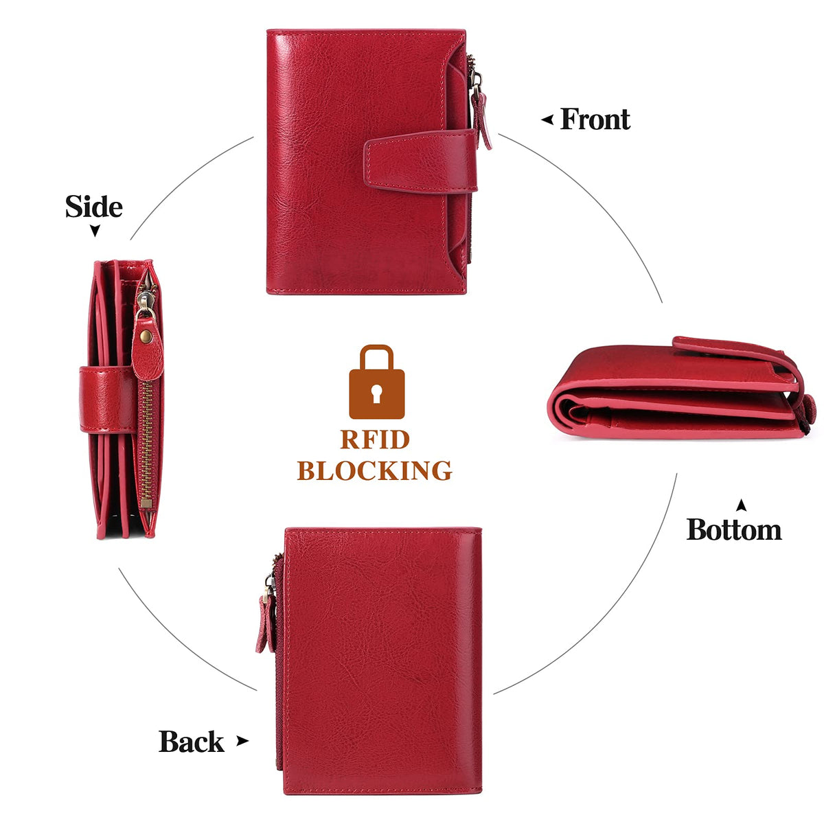 FALAN MULE Small Wallet for Women Leather Bifold Compact RFID Blocking Small Womens Wallet Purse