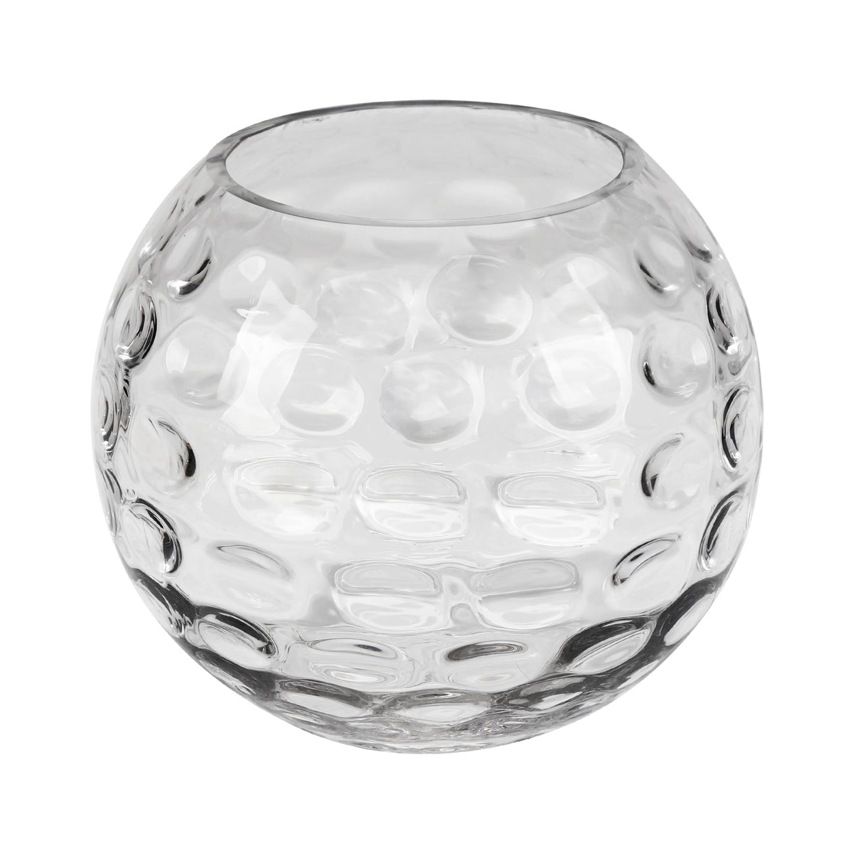7.5" Dia Handmade Sturdy Dimpled Bubble Glass Vases, Bubble Planter Terrarium, Bud Vase, Fish Bowl Hurricane, Globe Flower Vase, Hurricane Candle Holder (7.5"x6.3", Bowl)