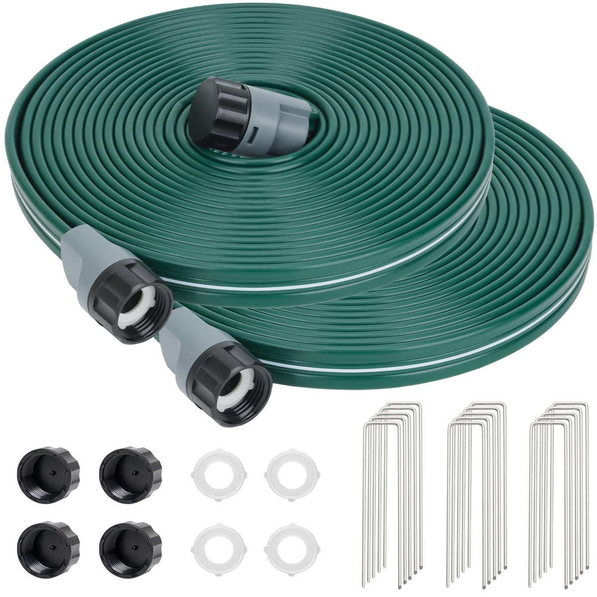 DXront Sprinkler Soaker Hose 25ft 2Pack for Garden Lawn, Watering Pipe with Holes, High-Efficiency Water-Saving Garden Irrigation System, Drip Hose Sprinkler