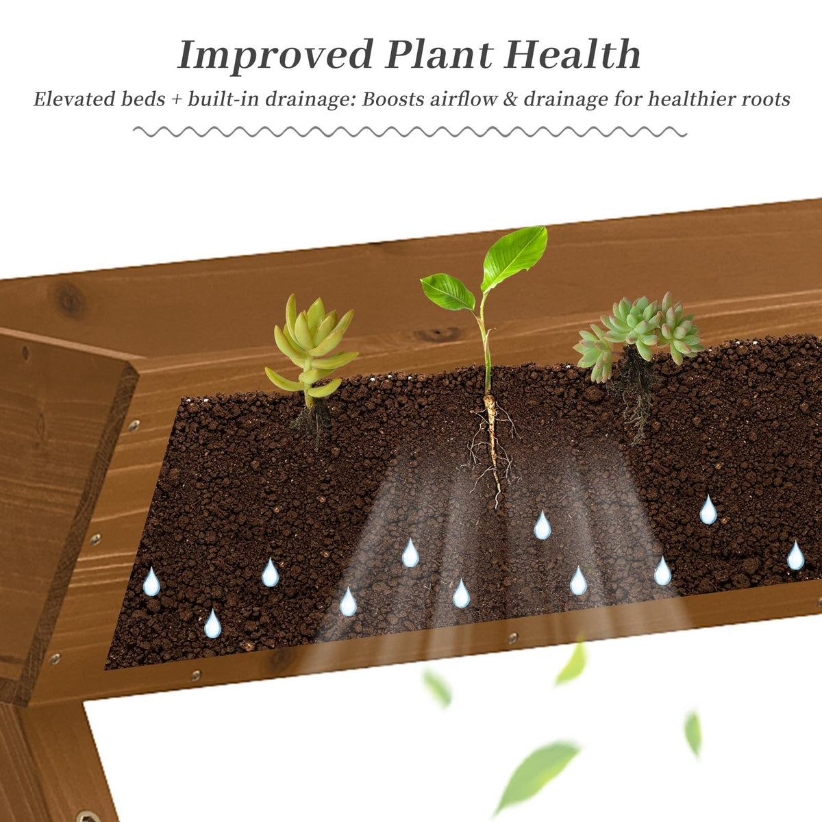 Kitsanery 3-Tiers Wooden Raised Garden Bed,Wood Planter Box for Vegetable,Flower Rack,Flower Pot Stands,Indoor Outdoor Gardening Planting Beds (Brown, Small)