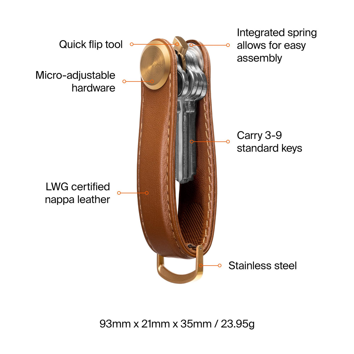 Orbitkey Key Organizer Pro - Leather (Cedar)