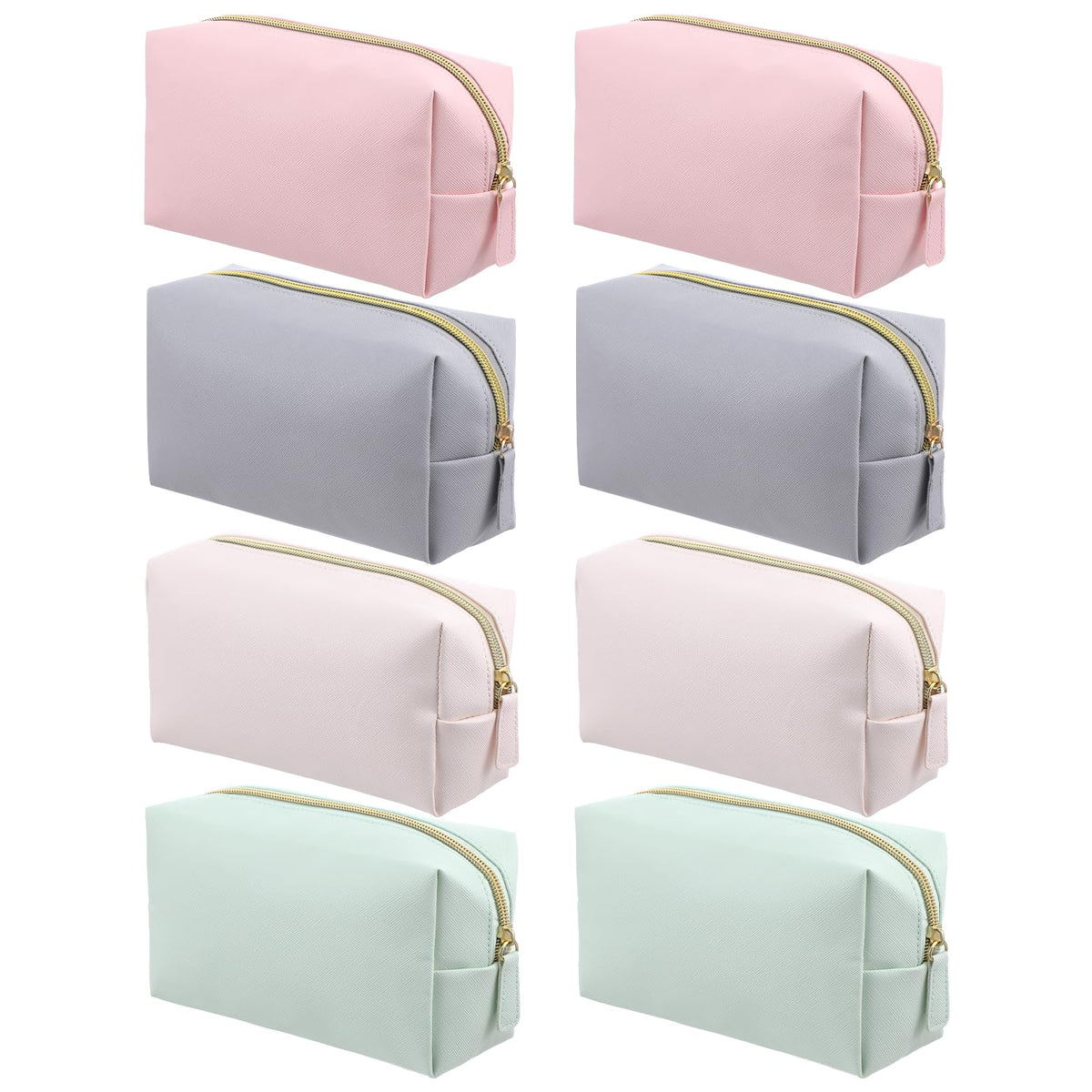 hidyuuoo 8 Pcs Makeup Bag Pu Leather Cosmetic Pouch Waterproof Small Toiletry Bag Portable Cosmetic Organizer Water Resistant Storage Purse for Lady Women Daily Storage Travel Organizer (Medium)