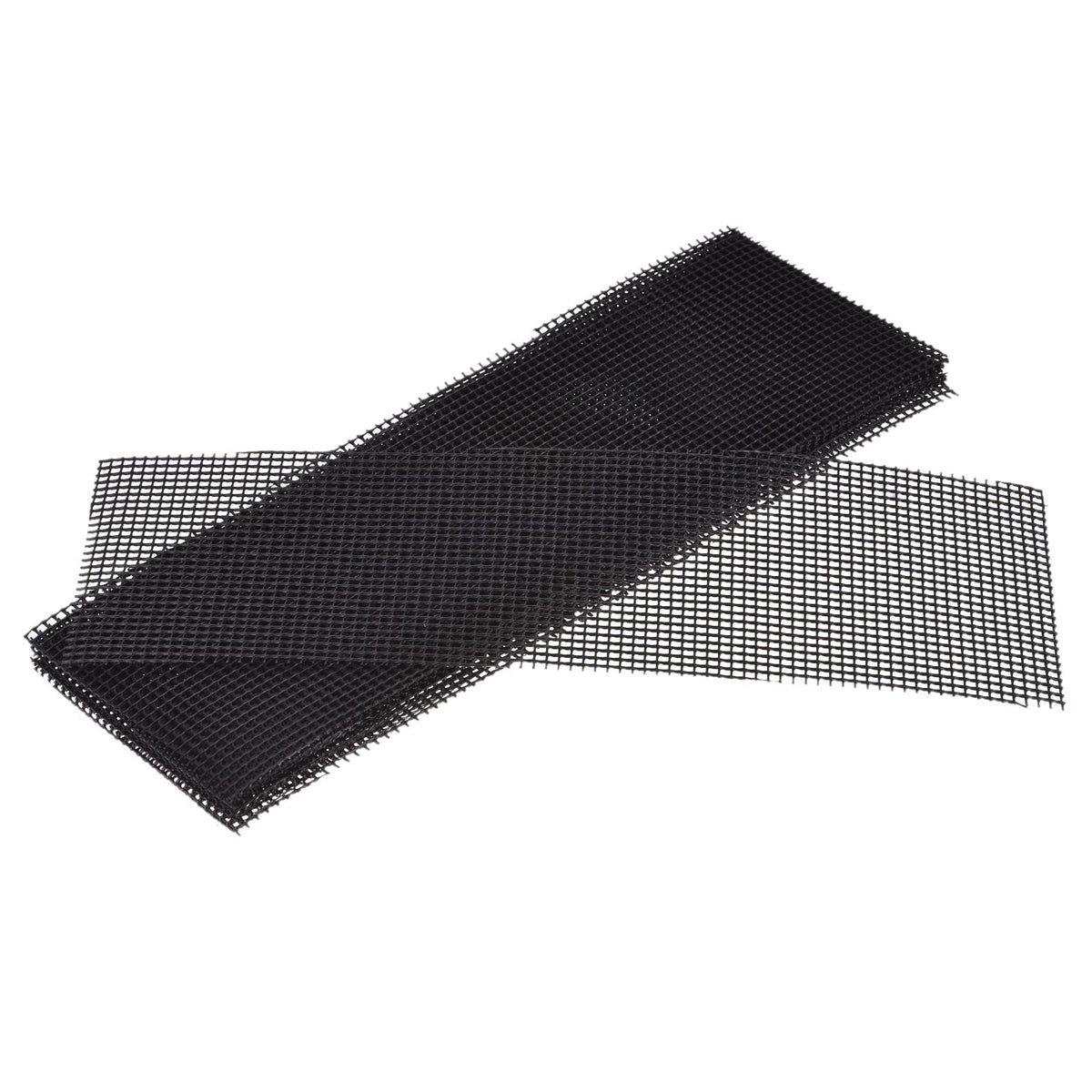 MECCANIXITY 10 Pcs Flower Pot Hole Mesh Pad 11.8x3.9" Invisible Rigid Plastic Bottom Grid Drainage Screens Prevent Soil Loss for Plant Containers, Bonsai (Black)