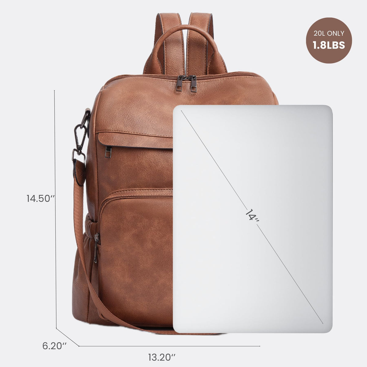Botimmy Anti-Theft Backpack Purse for Women, Convertible 3-in-1 Vegan Leather Backpack with Hidden Zipper, Adjustable Shoulder & Crossbody Bag for Travel and Daily Commute
