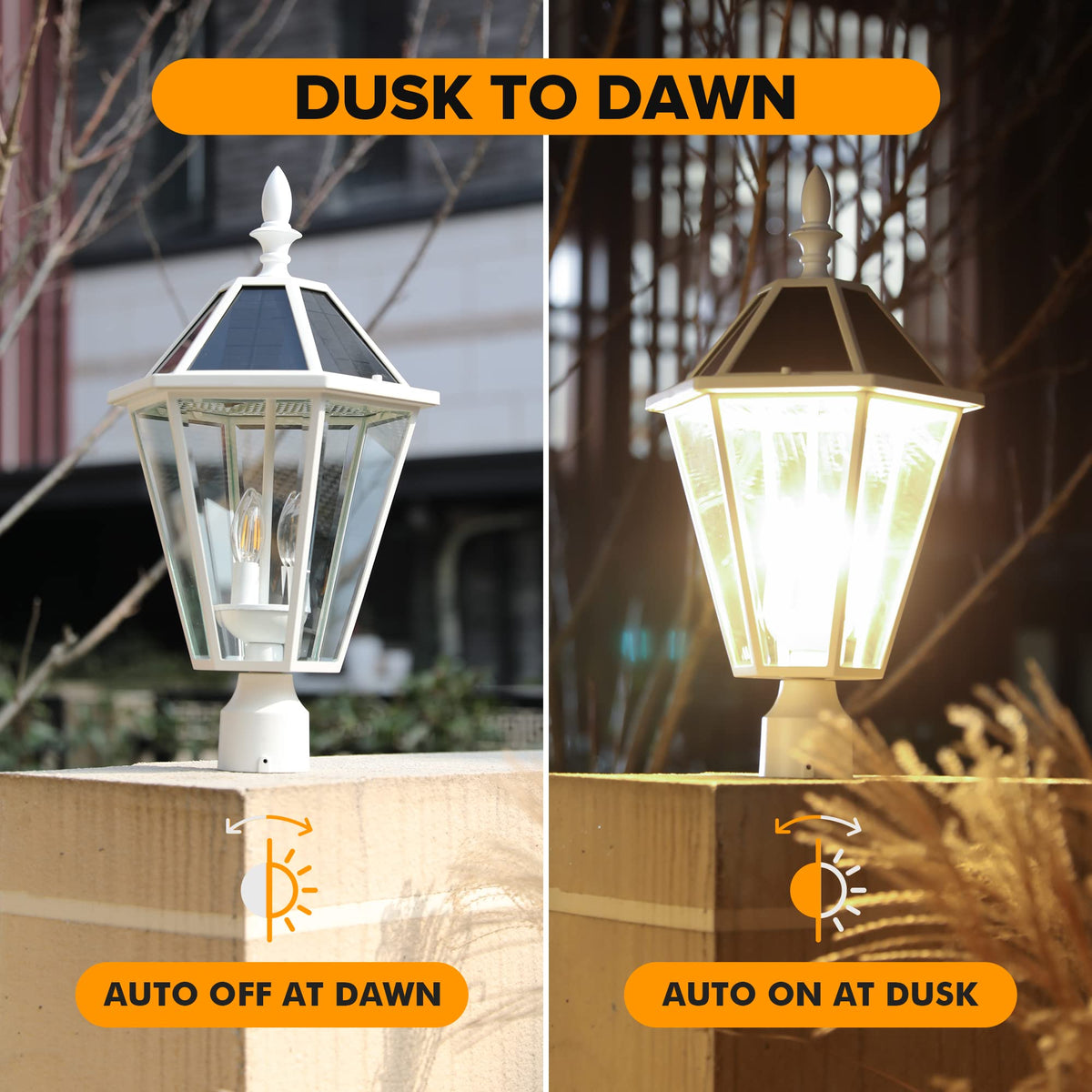 LUTEC LED Post Solar Light Outdoor, Vintage Design, 300LM, 2700K, Aluminum, Single Head, White, Model 6951302053