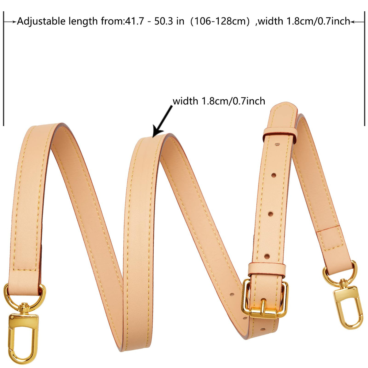 YAZHIMI Vachetta Leather Purse Strap Genuine Leather Adjustable Replacement Strap for Shoulder Bag Handbag Purse (Beige-Leather Purse Strap)