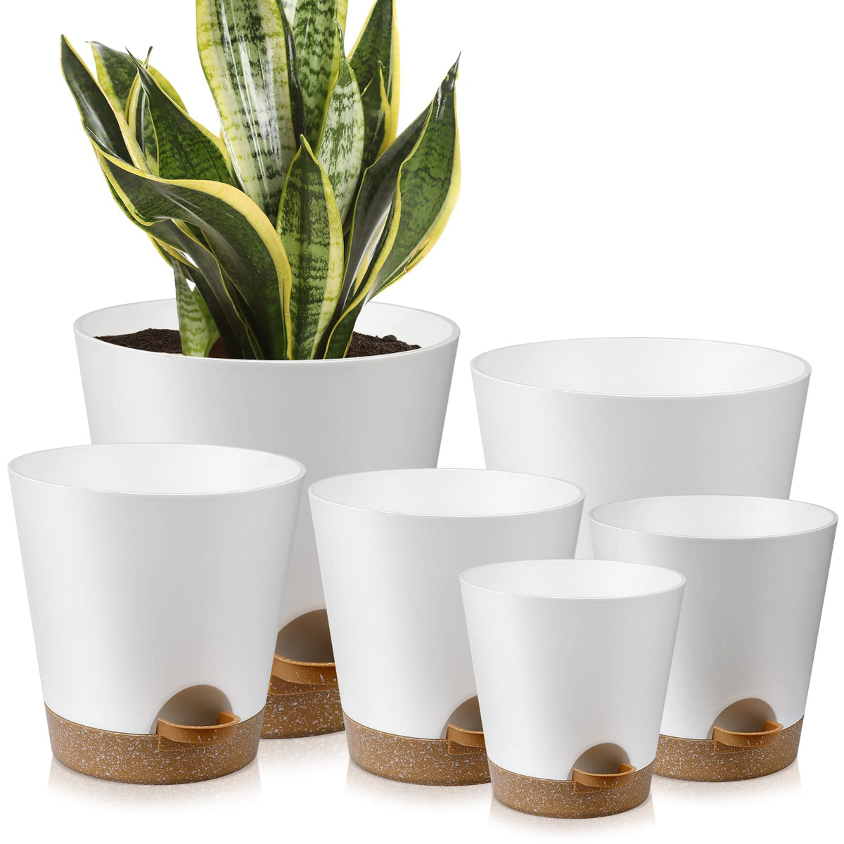 YNNICO Plant Pots 12 10 9 Inch Set of 3, Flower Pots with Multi Mesh Drainage Holes