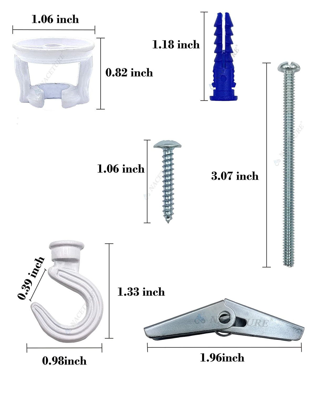 Swivel Swag Hooks for Ceiling Hanging - Heavy Duty Ceiling Hangers for Plants & Lights - Zinc Bolt Hook Installation for Cavity Wall Fixing (White 4 Pack)