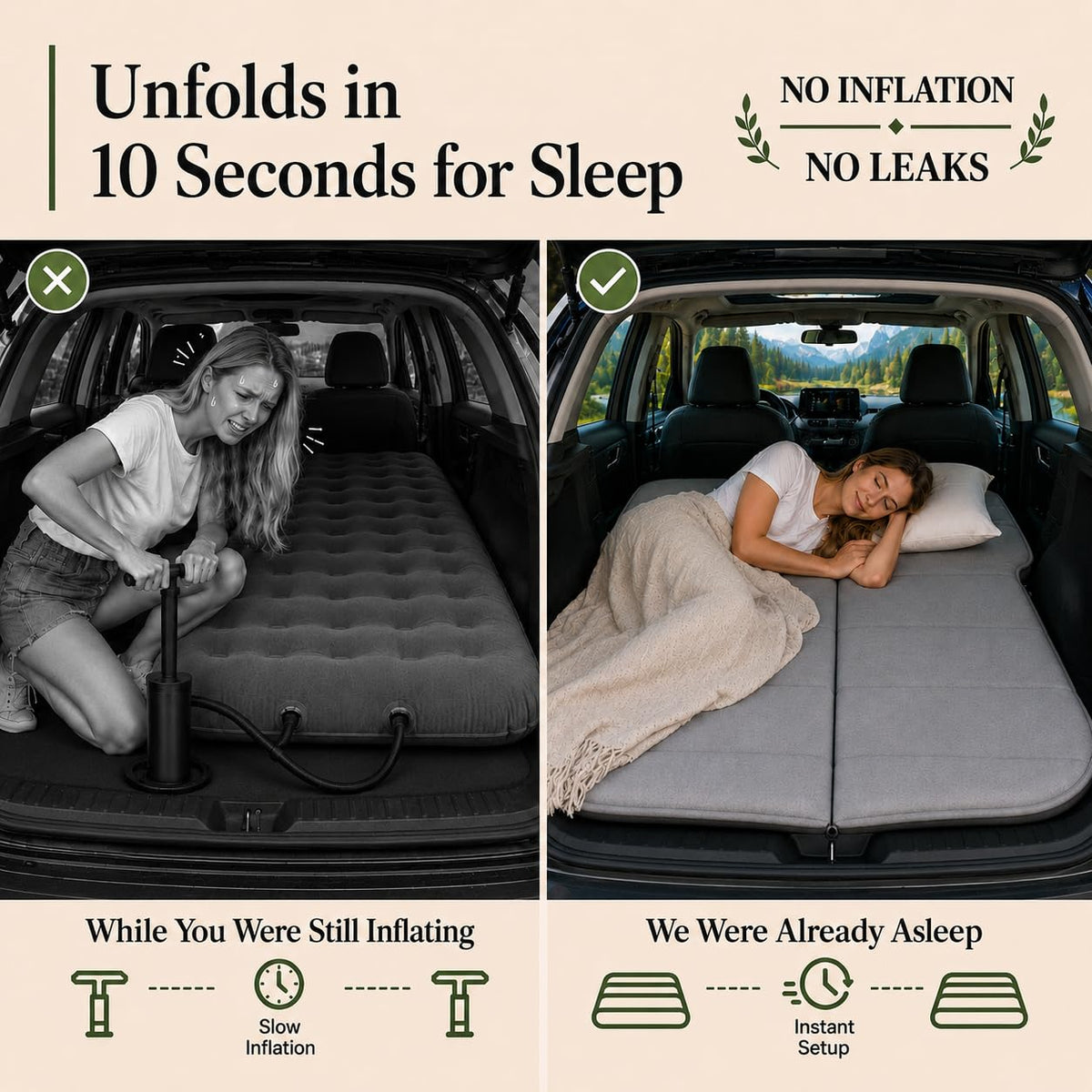 MGRFTOX Car Mattress Non-Inflatable Car Camping Mattress, Foldable Trunk Sleeping Pad with Split Design, Portable Car Bed for Road Trips, Camping, Travel, for Jeep Cherokee 2014-2023，for Jeep