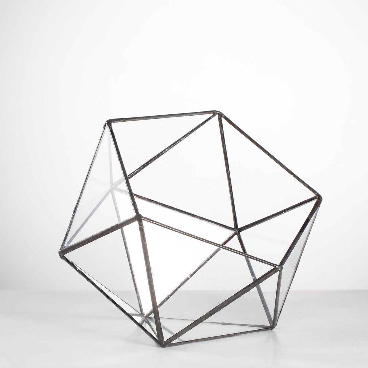 NCYP Opened Geometric Glass Terrarium, 6.69" Bowl Shape Planter for Succulent Plant Cacti, Indoor Balcony Irregular Decor, Garden Miniature Pot, Tabletop Centerpiece (No Plants)