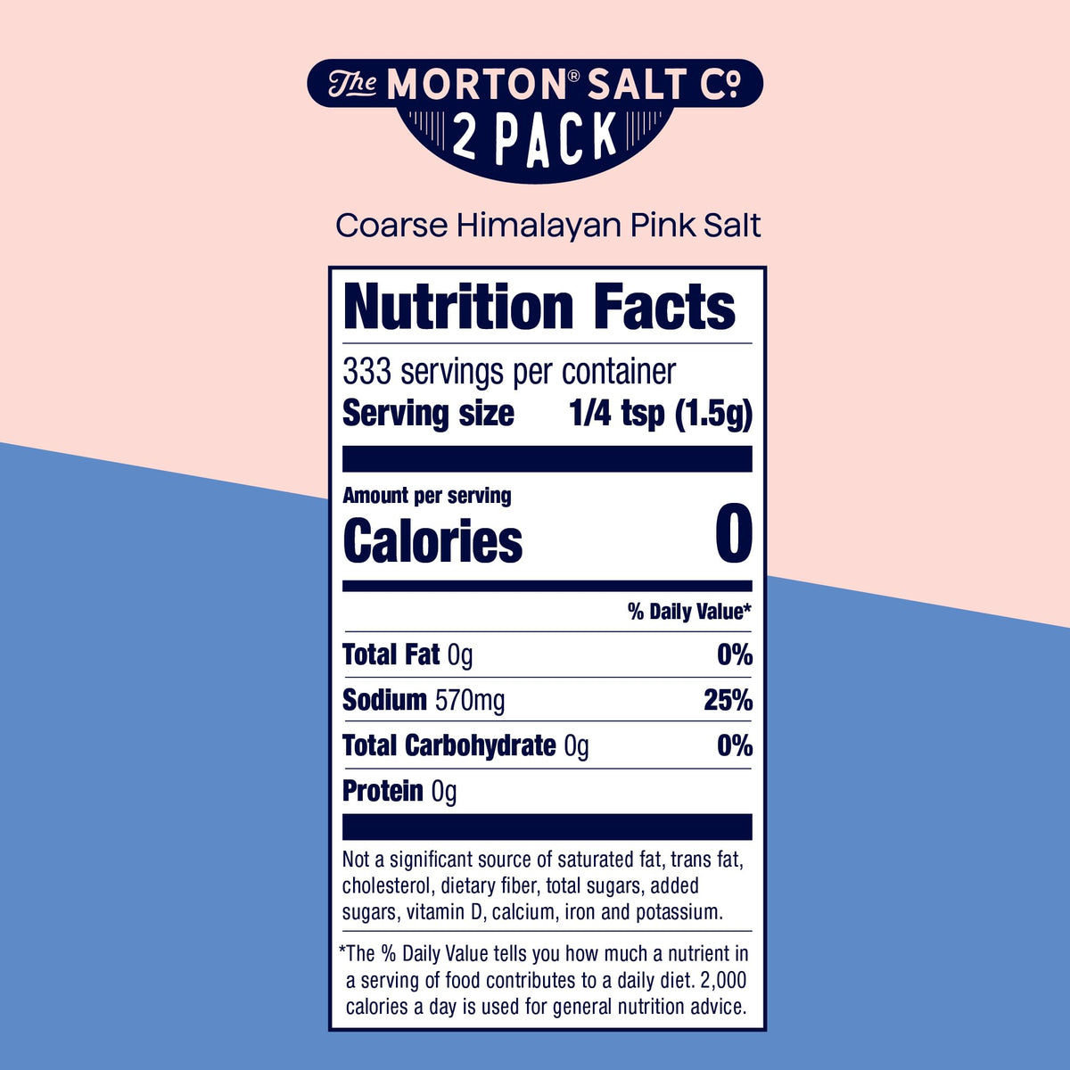 Morton All-Natural Himalayan Pink Salt, Coarse, (17.6 oz), 2-Pack, Perfect for Cooking & Finishing