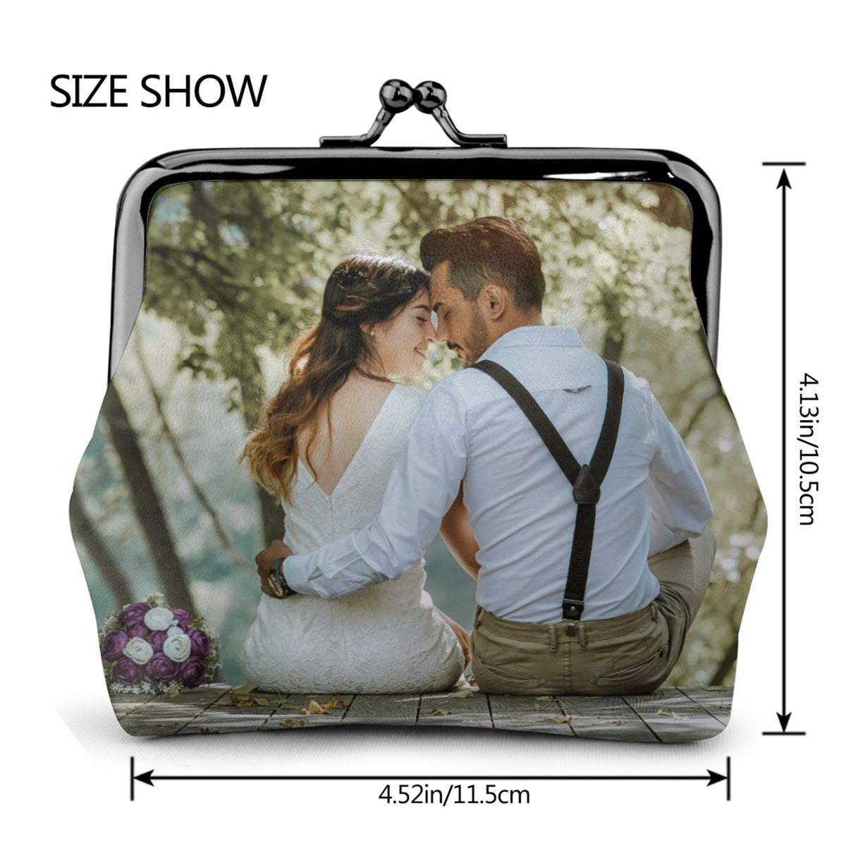 CZSEGA Custom Coin Purse Personalized Coin Pouch Small Durable Leather Wallet Add Photo Logo Text Change Purse (Kiss Lock Style)
