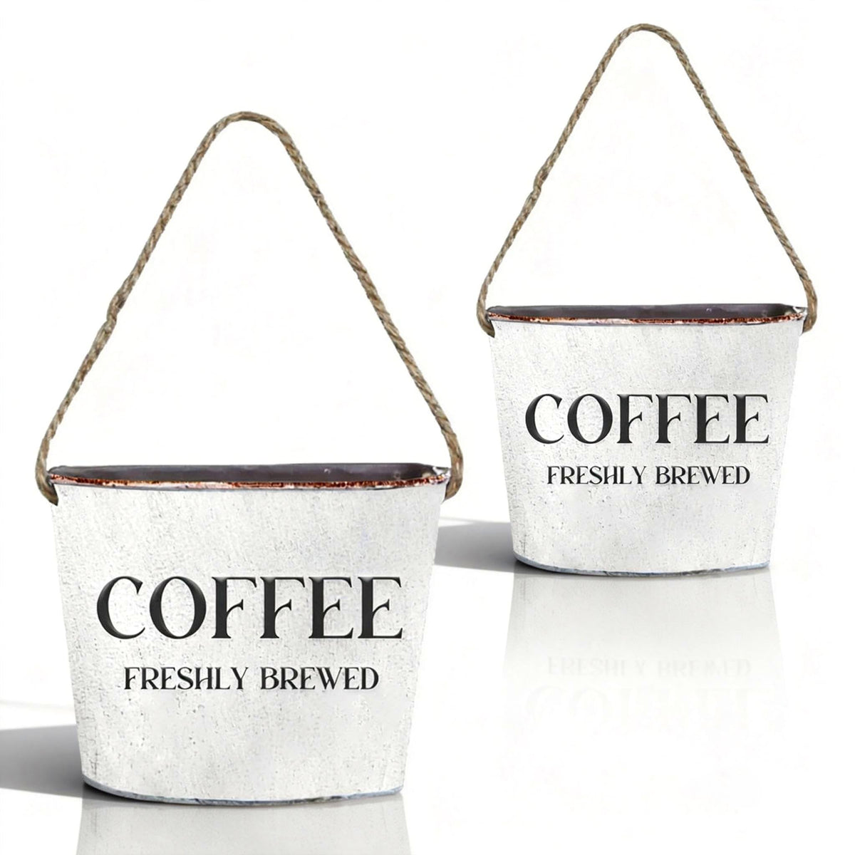 Lukpanda Coffee Bar Decor - 2 Pcs Rustic Farmhouse Wall-Mounted Planters, Decorative Flower Pots for Coffee Bar Walls, 6.2x5.5x4.3 Inches | Greenery Not Included