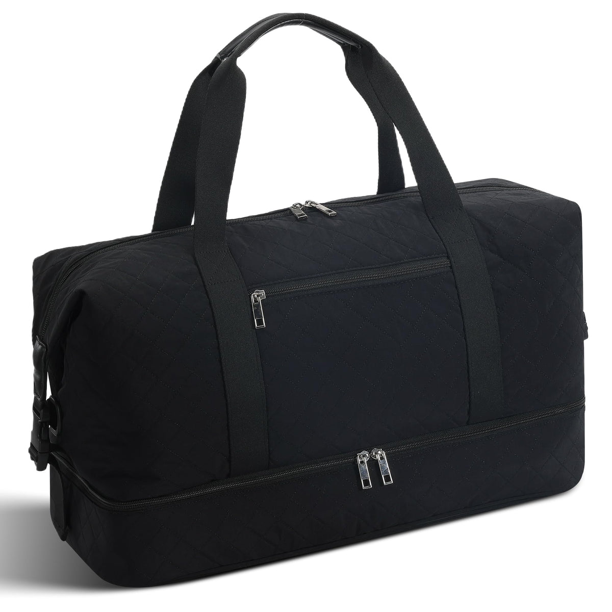 Oeihuivt Weekender Bags for Women with 3 Extra Pack - 21 Inch Large Travel Duffel Bag Set with Shoe Compartment, Heavy-Duty Nylon Carry on Overnight Tote, Black