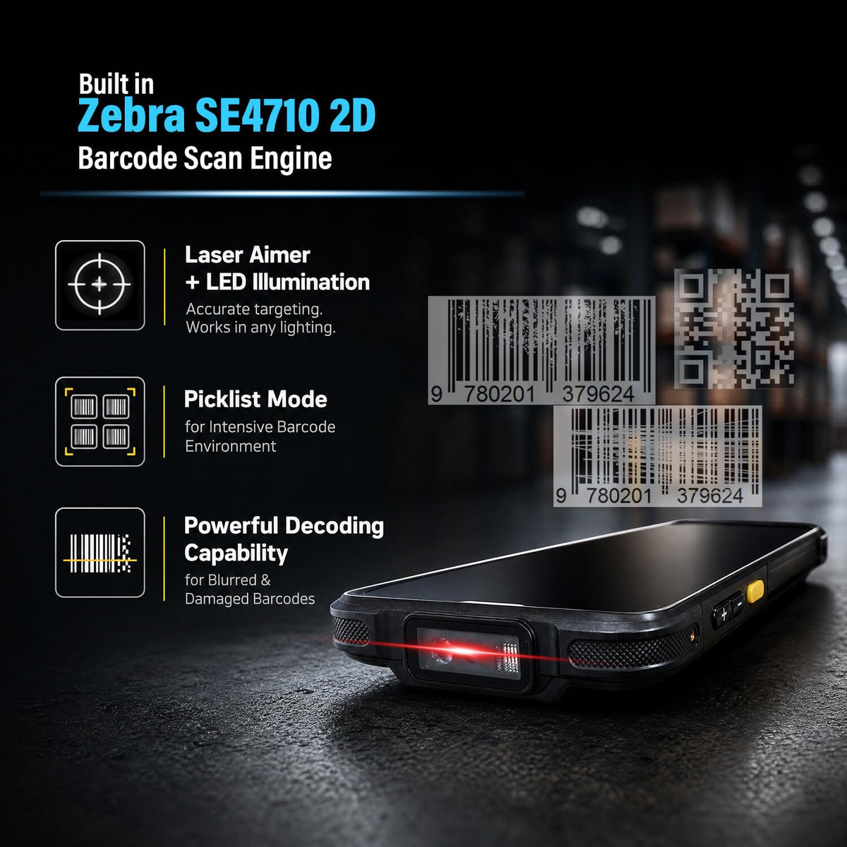 Vanquisher Rugged Enterprise PDA Android Barcode Scanner H66, 5.5" Touchscreen, Upgradable OS, Zebra SE4710 Scan Engine & 4G LTE, with Protective Case, Continuous Android Updates & Lifetime Support