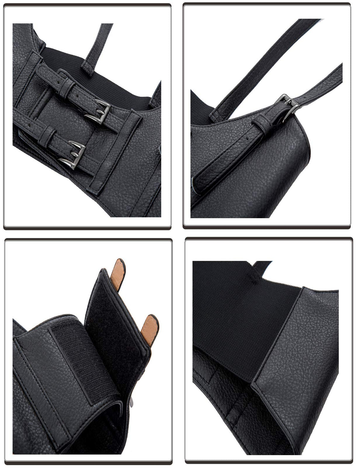 KANCY KOLE Womens Faux Leather Steampunk Sexy Underbust Waist Belt Corset(M,Black)
