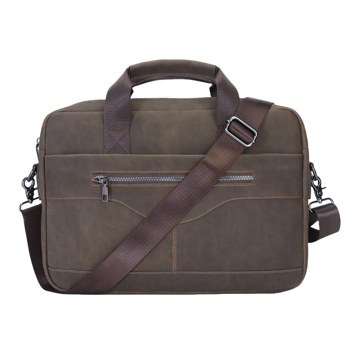 14" Roomy/15.6" Compact Laptop Messenger Bag for Men, Vintage Faux Leather Briefcase - Crossbody Business Travel Satchel (B Coffee)
