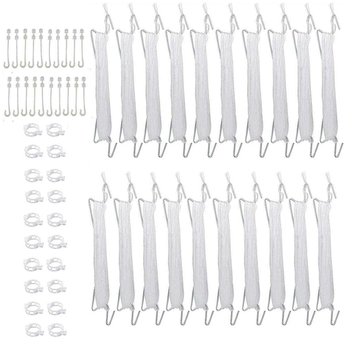 60pcs Tomato Hooks with String, Tomatoes Holder Hooks with 32.8ft Twine & Plant Support Clips, Vegetable Support J-Hook Clips Climbing Vine Crop Trellis Hooks for Vegetable Plant Fruit Flower (White)