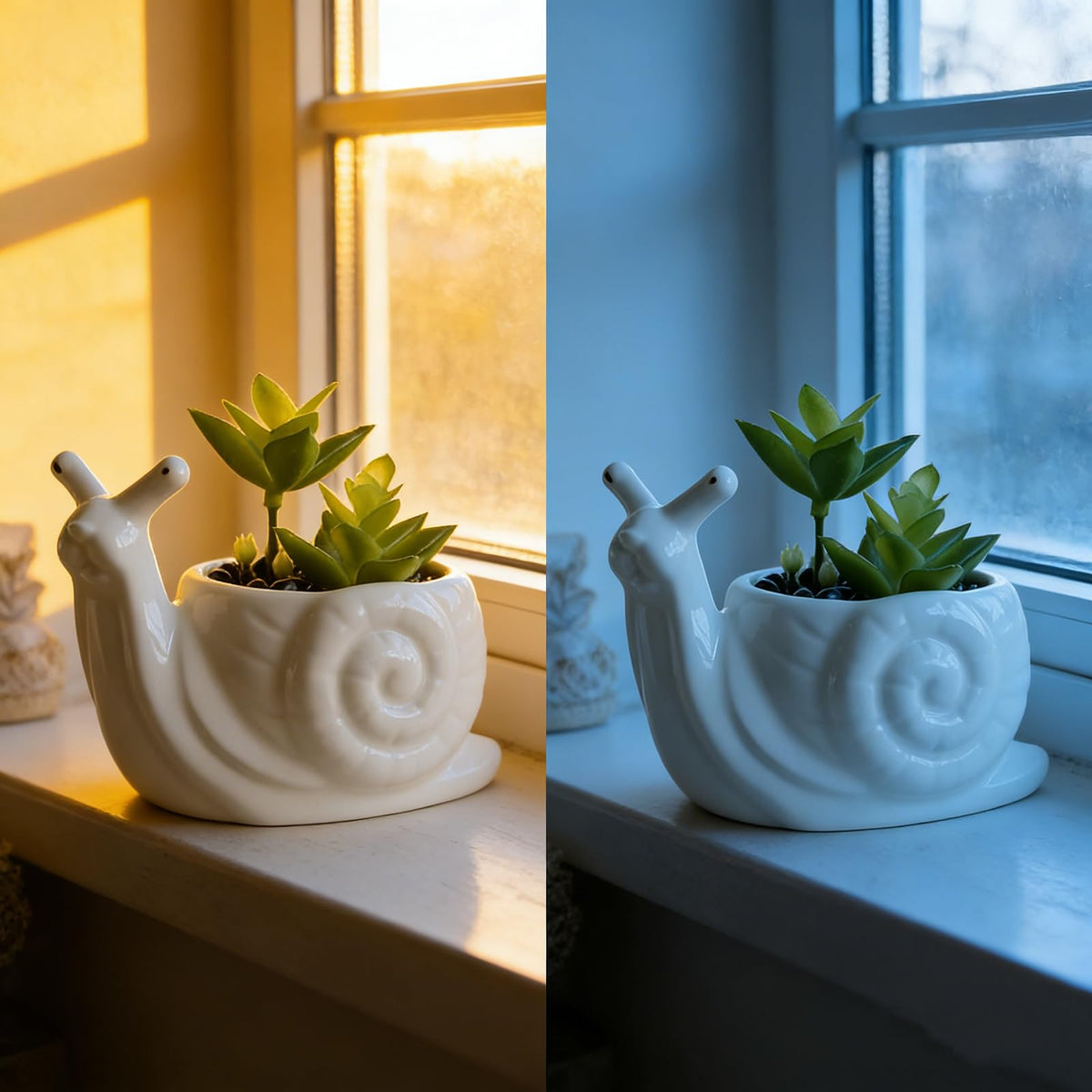 Youfui Snail Succulent Planter, Ceramic Animal Flower Pot for Home Office Desk Decor, Small Cactus Planter Pot, for Plant Lovers