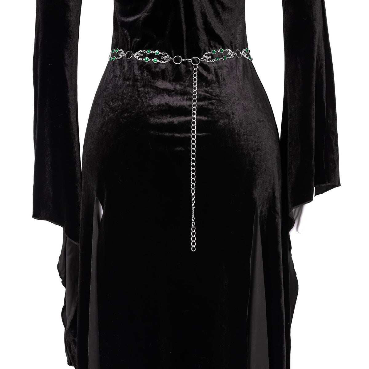 L'VOW Women Renaissance Belt Viking Witch Belt Green Waist Metal Chain Belt for Medieval Dresses